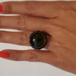 Bottega Veneta Green Glass Dome Cocktail Ring - Size 5.5 (Italy 11) EUC